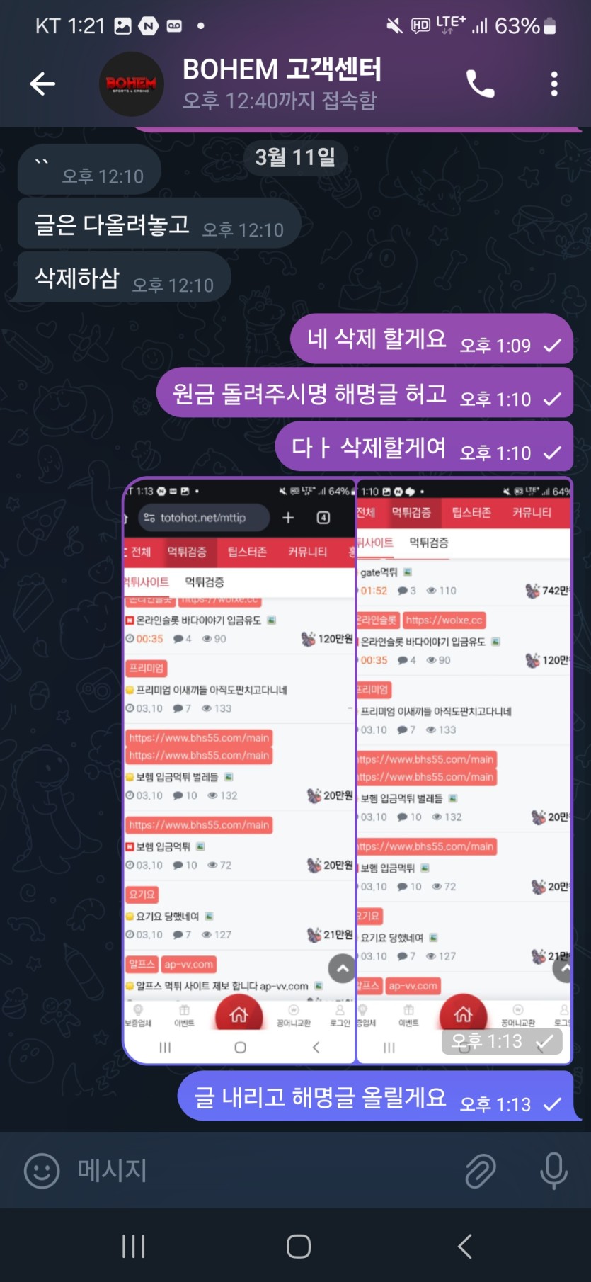 보헴 입금먹튀 벌레들(1)