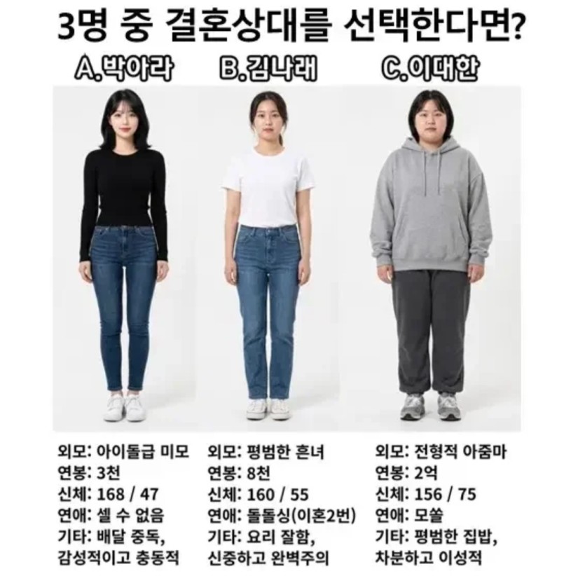 결혼상대 이중에 누구고르나요(0)