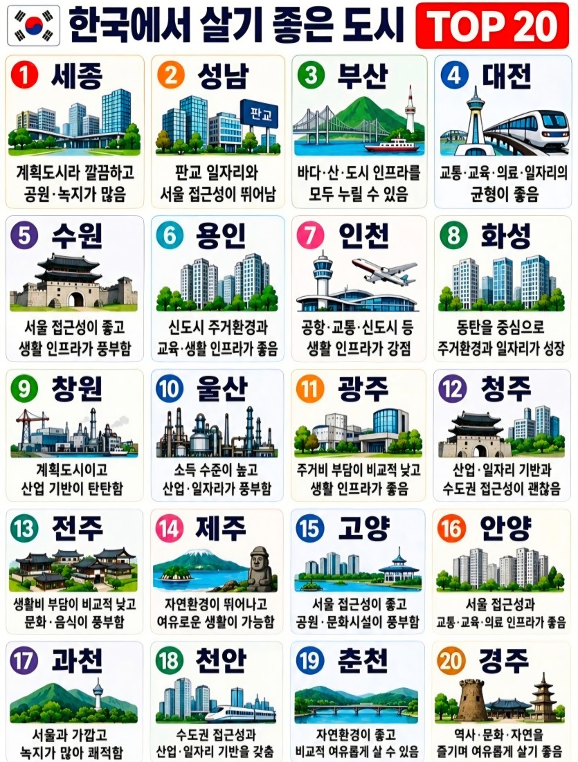 한국에서 살기좋은도시(0)