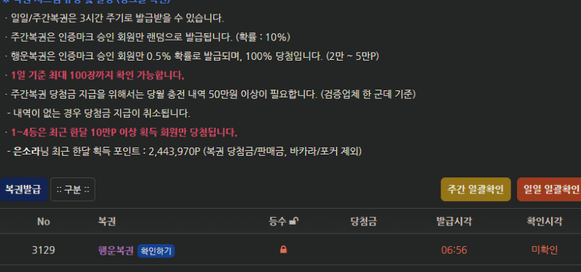 오늘첫복권부터 행우니가 따악!(0)