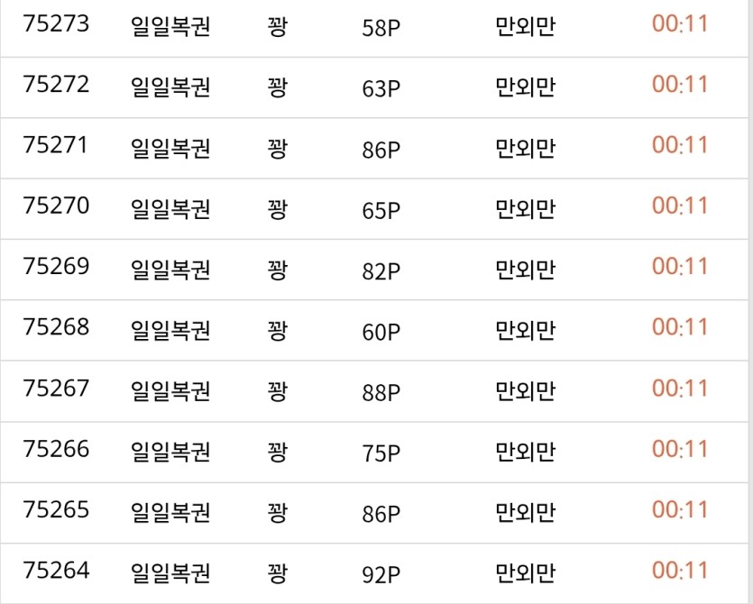 댓노30분&gt;일복10장구매&gt;일괄확인(0)