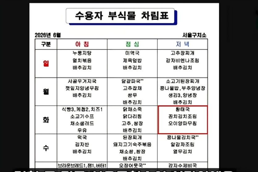 구치소 식단이라는데요(0)