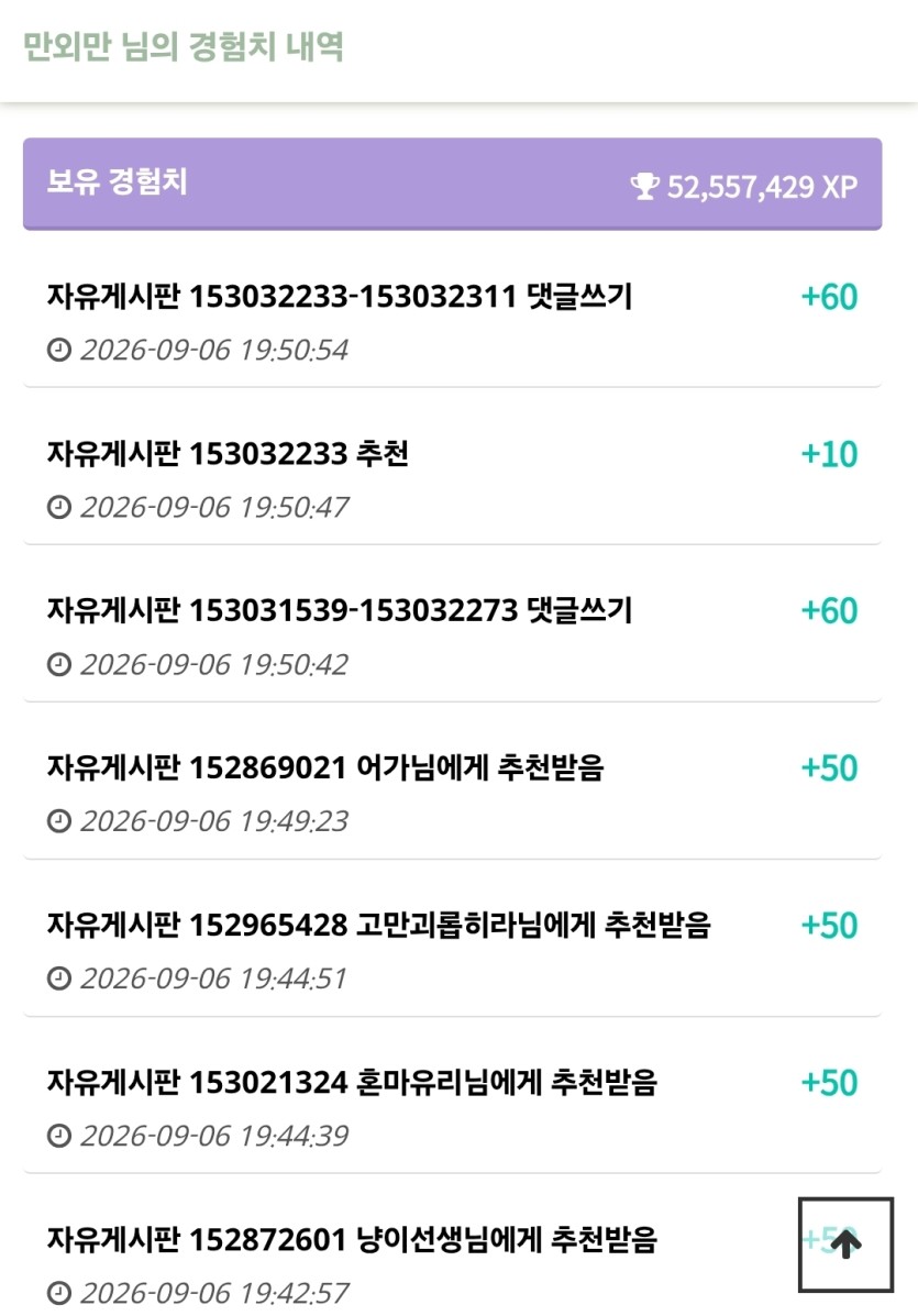 경험치 내역도 클릭이 가능했군요(0)