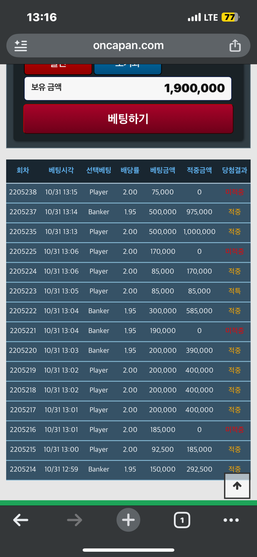 어제 입금겜 200빨린거..(0)