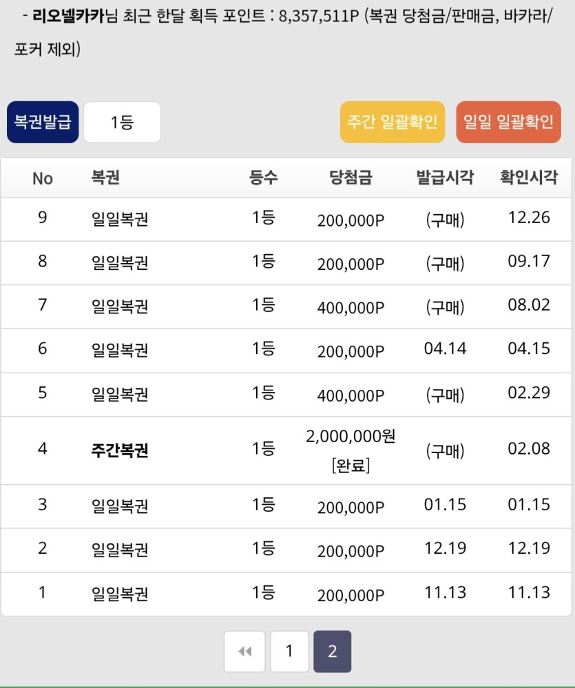 제복권 1등목록인데 유일하게 ㅅ ㅂ(1)