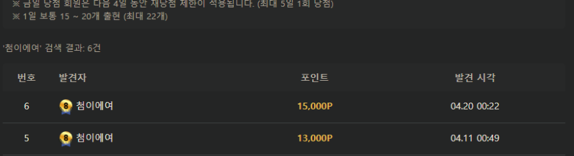 저의 보상이 현황입니다(0)