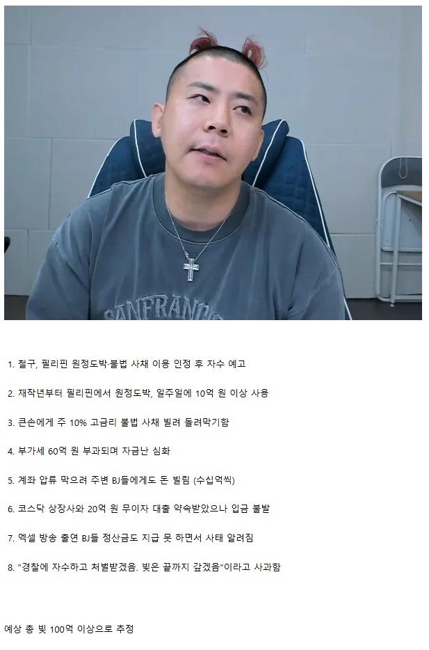 BJ철구 "원정도박" 빚 사태 간단 정리(0)