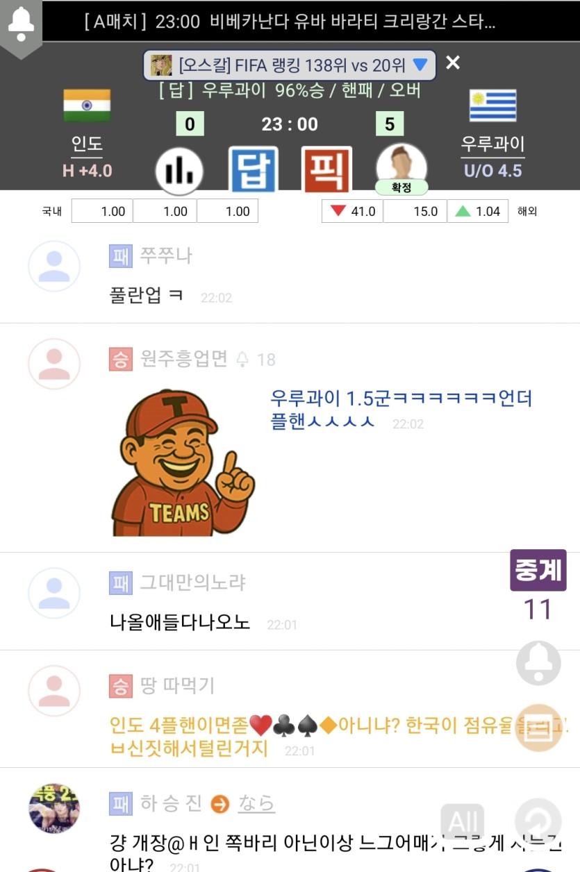 우루가이 족강승 개고우?(0)