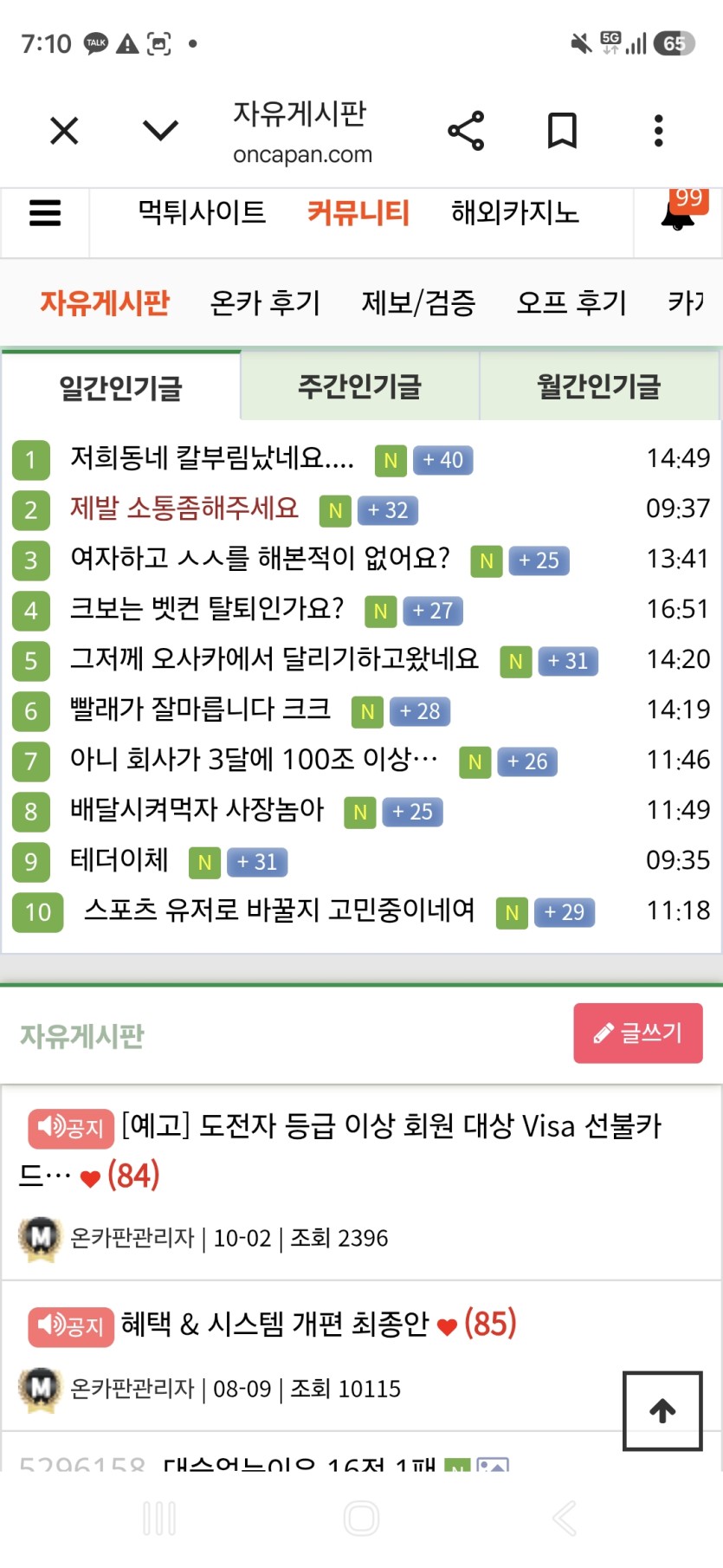 저 상위권 유저가됬습니다 ㅋㅋㅋ(0)