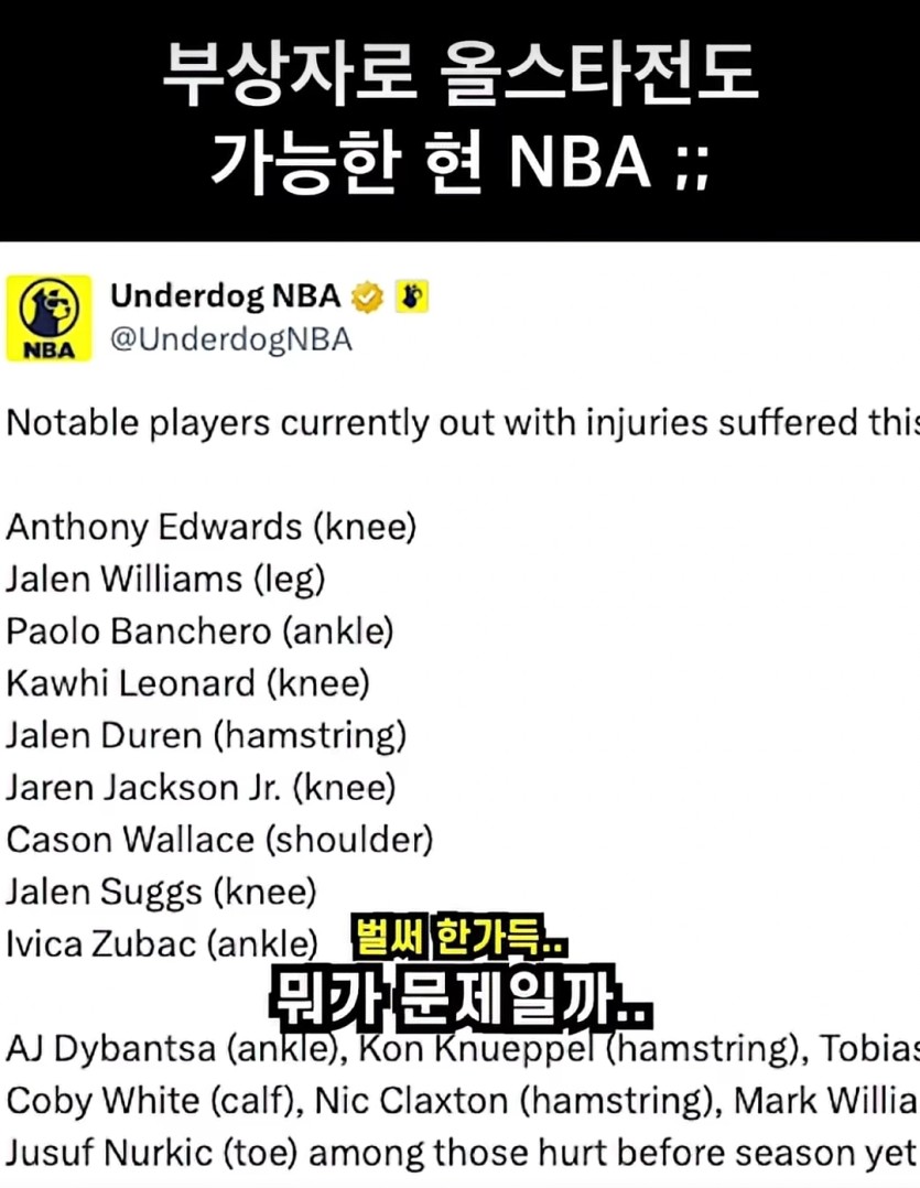 NBA 부상자 명단이 ㄷㄷ(0)