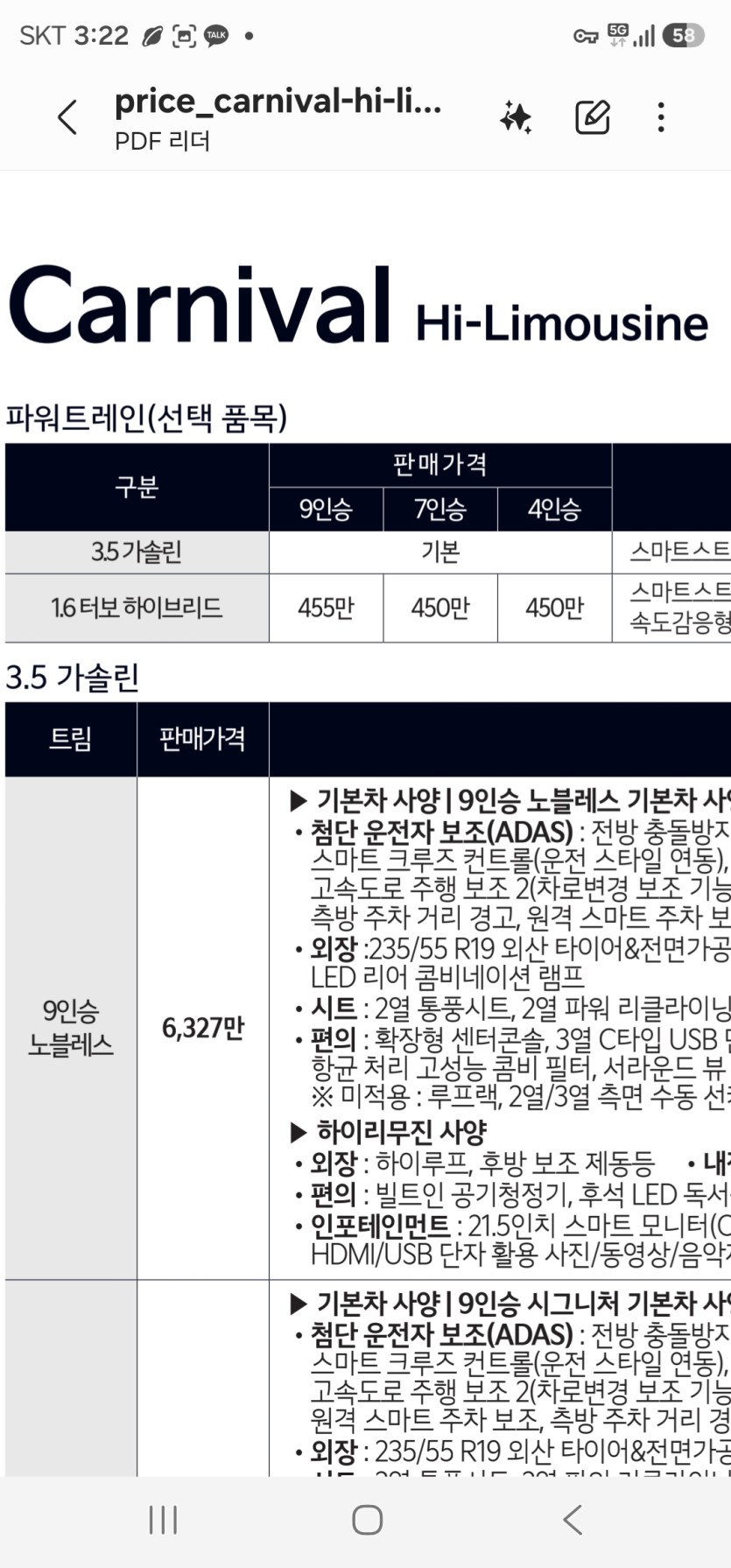 어제 깟던 카니발도 가격도 제정신은 아님(0)