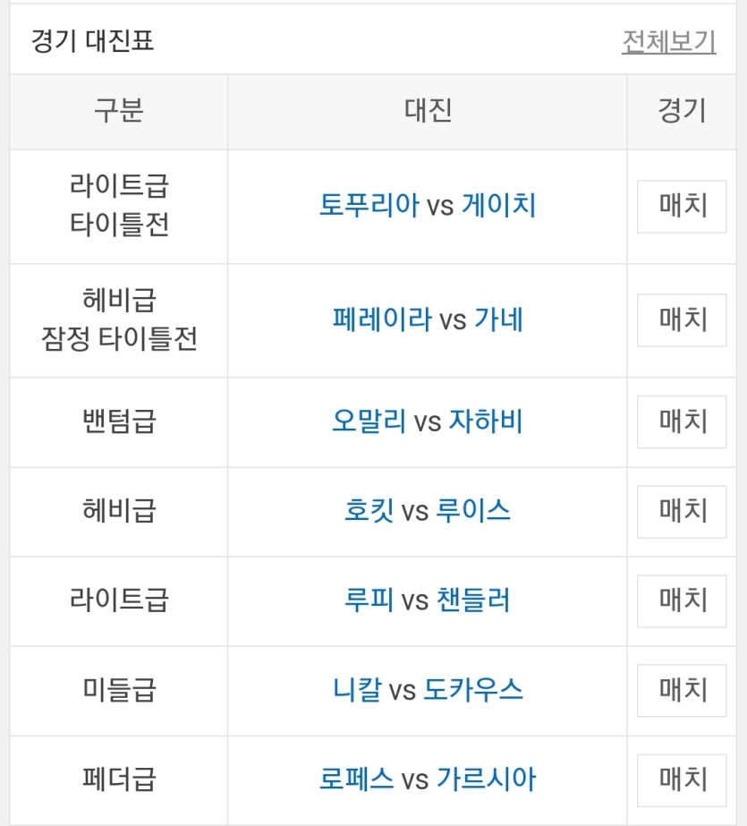 Ufc  대진표(0)