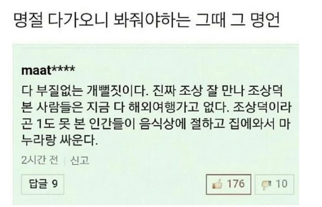 추석쯤대면 생각나는 댓글 레전드(0)