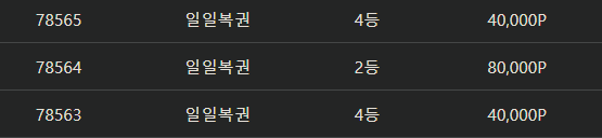 일복버그네요 연속3개당첨(0)