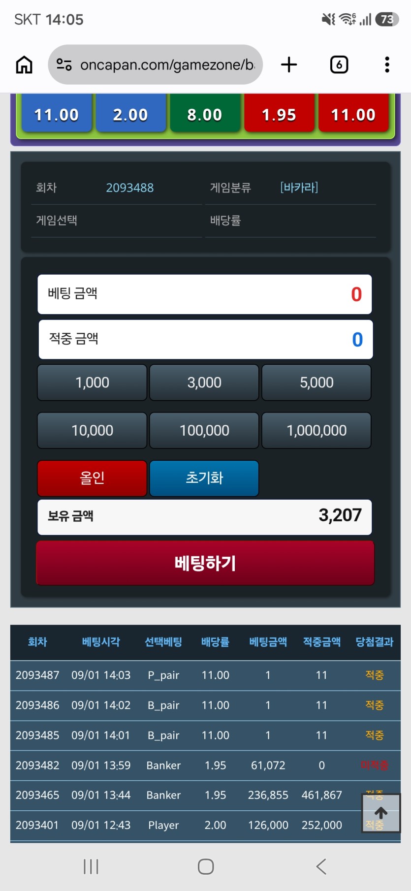 페어 3연속적중ㄷㄷㄷ(0)