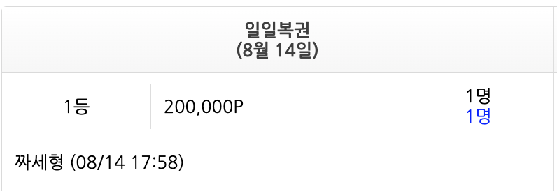 일복 1등 추카링(0)