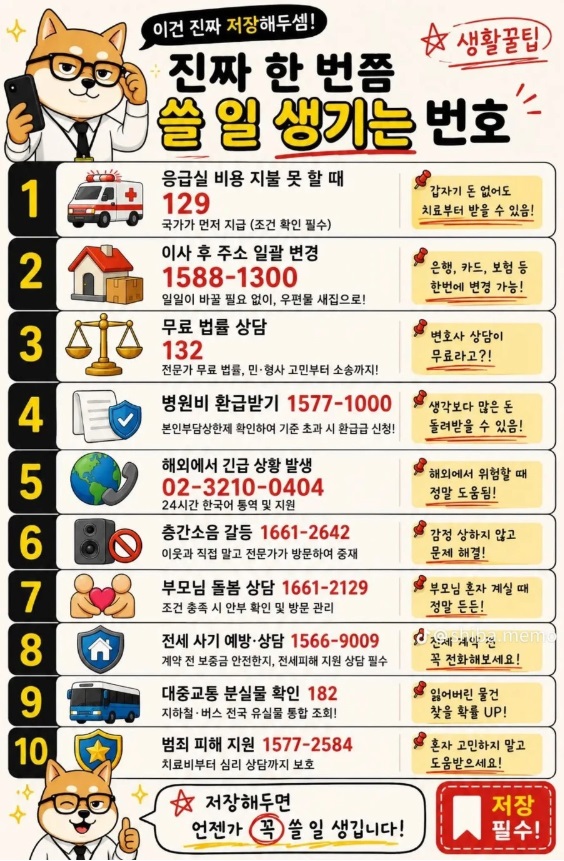 위급상황시 좋은 전화번호 정보(0)
