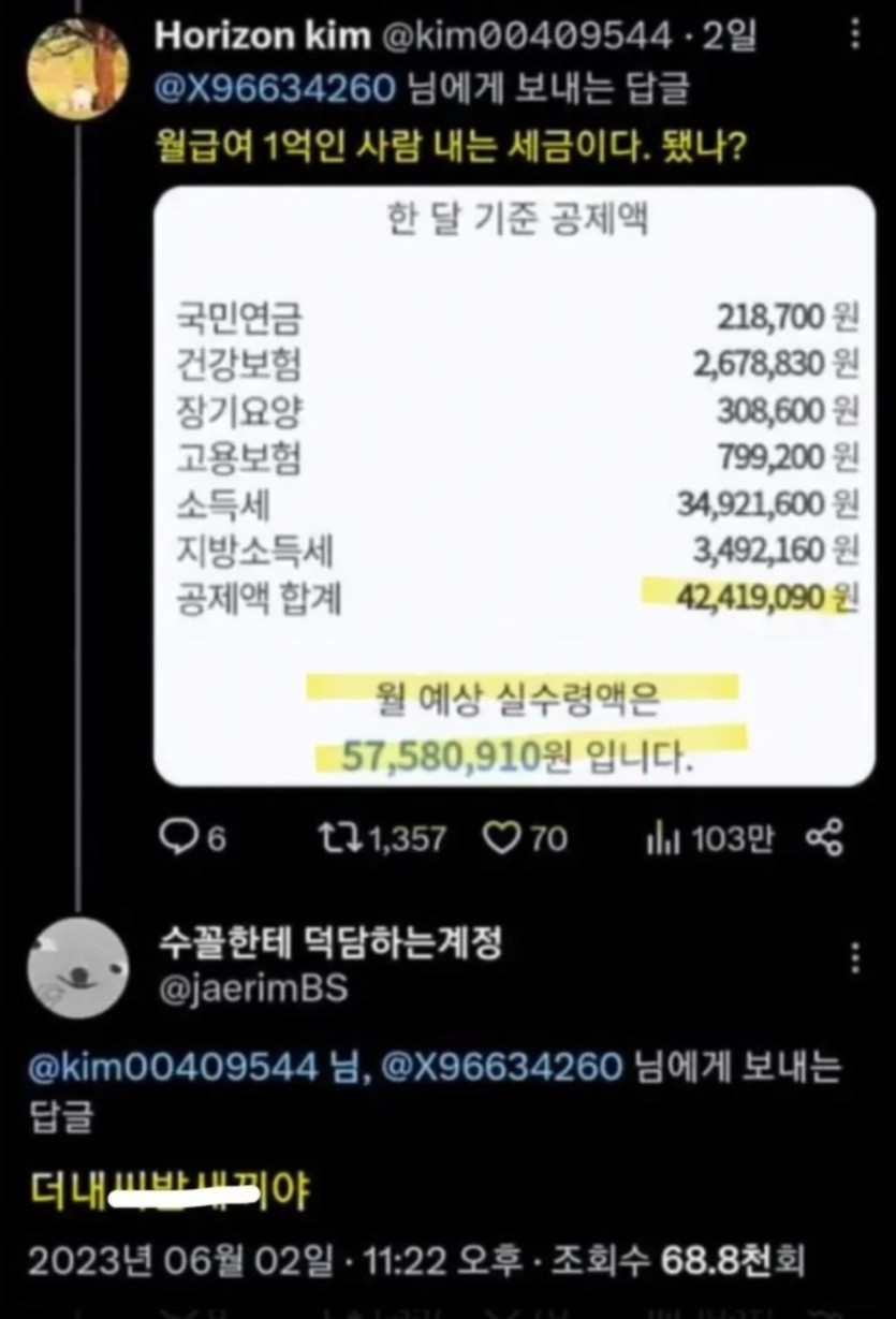 월 1억 받는사람 세금(0)