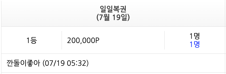 일복 1등 추카링(0)