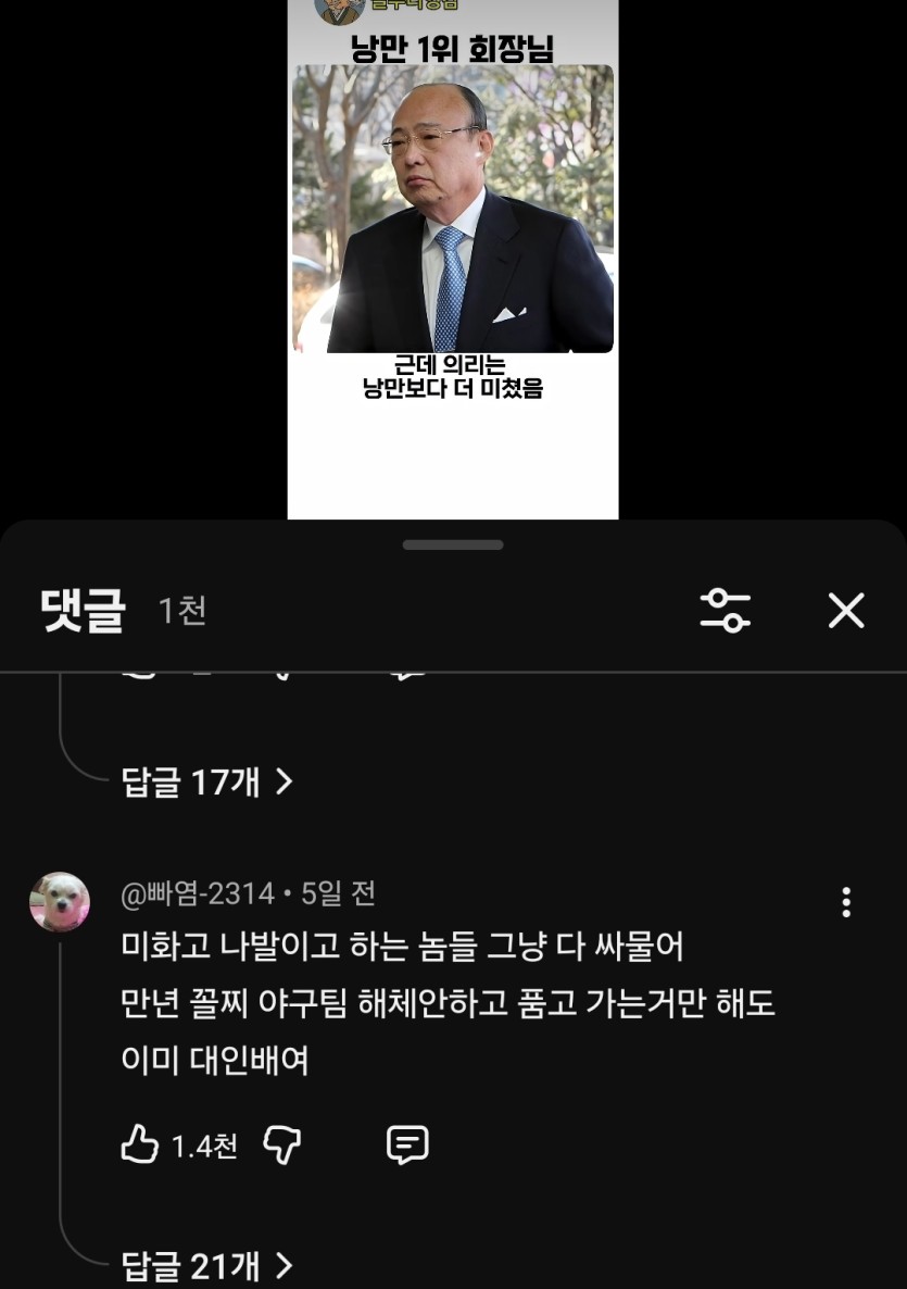 한화 김승연회장님 쇼츠보다가(1)