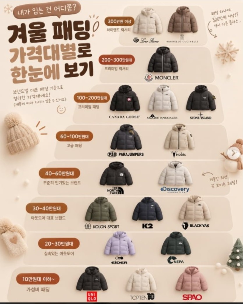겨울패딩 가격대별로 정리(0)