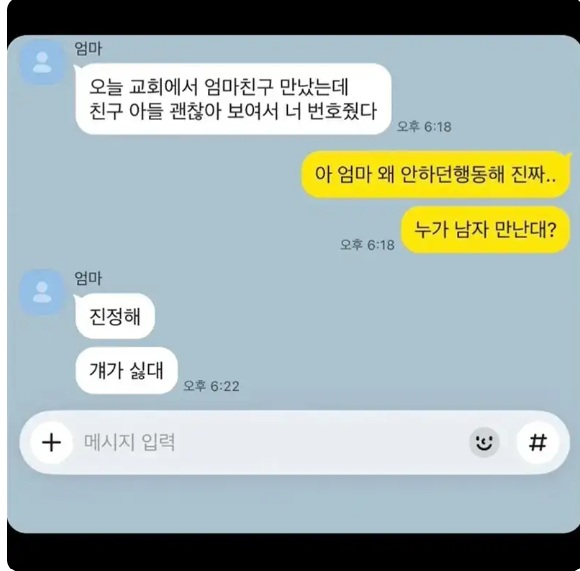 엄마 친구 아들 괜찮아 보여서 너 번호줬다.jpg(0)