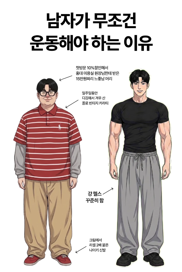 남자는 무조건 운동해야되는 이유(0)