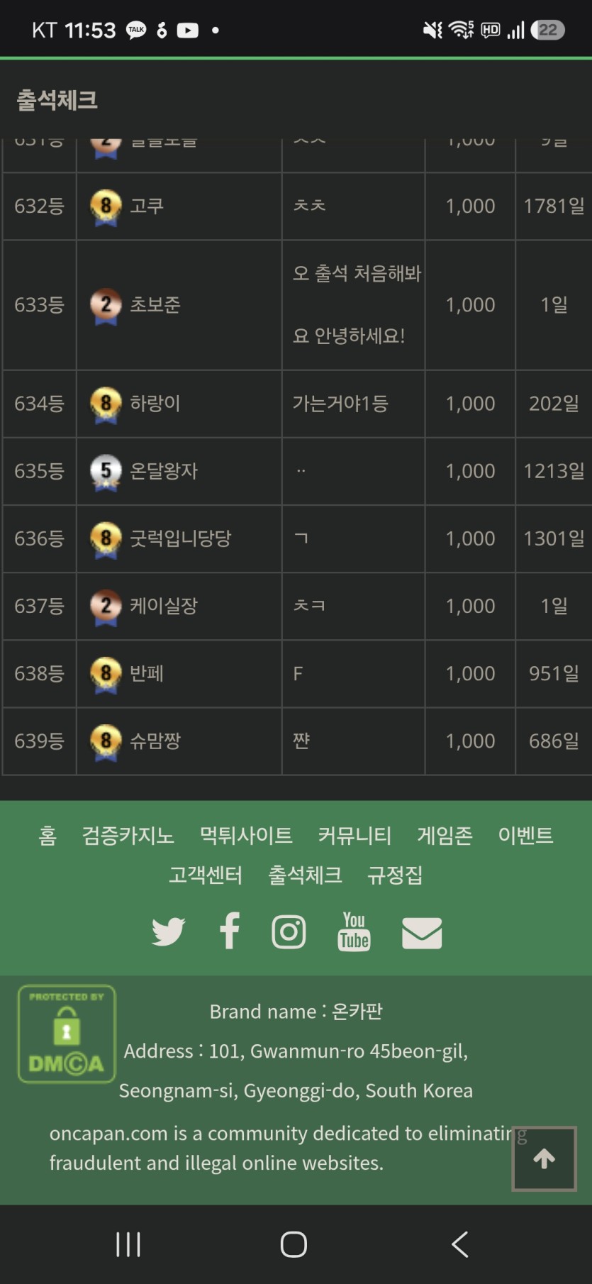 온카 출석수가 늘었네요(0)