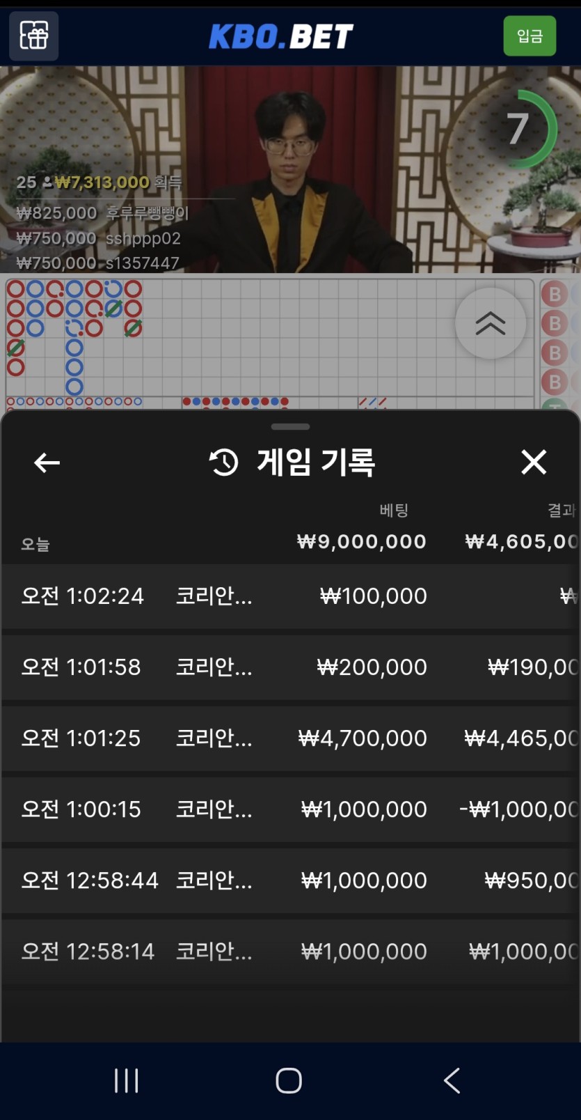 크보벳 바카라 새벽 입겜 후기(0)