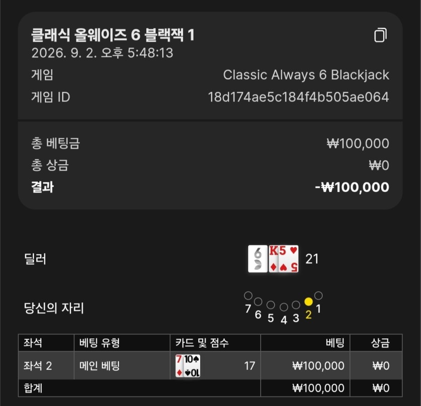 롤 틀려서 올웨이즈6 블랙잭(1)